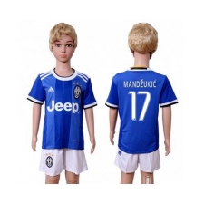 Juventus #17 Mandzukic Away Kid Soccer Club Jersey