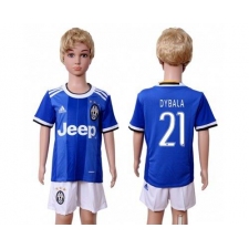 Juventus #21 Dybala Away Kid Soccer Club Jersey