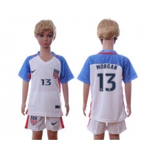 USA #13 Morgan Home Kid Soccer Country Jersey