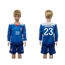 USA #23 Johnson Away Long Sleeves Kid Soccer Country Jersey