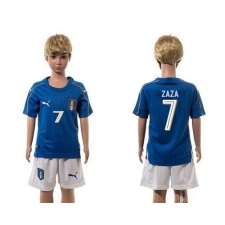 Italy #7 Zaza Blue Home Kid Soccer Country Jersey