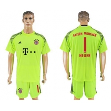 Bayern Munchen #1 Neuer Shiny Green Goalkeeper Soccer Club Jersey
