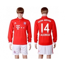 Bayern Munchen #14 Alonso Home Long Sleeves Soccer Club Jersey