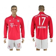 Bayern Munchen #17 Boateng Home Long Sleeves Soccer Club Jersey
