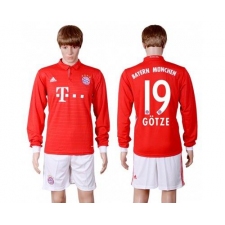 Bayern Munchen #19 Gotze Home Long Sleeves Soccer Club Jersey