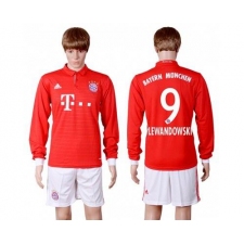 Bayern Munchen #9 Lewandowski Home Long Sleeves Soccer Club Jersey
