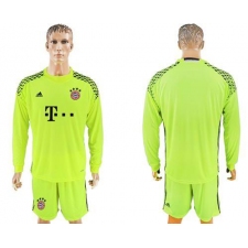 Bayern Munchen Blank Shiny Green Goalkeeper Long Sleeves Soccer Club Jersey