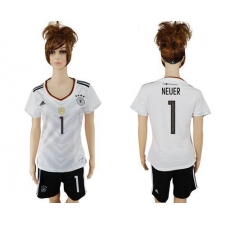 Women's Germany #1 Neuer White Home Soccer Country Jersey