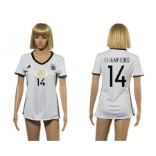 Women's Germany #14 Champions White Home Soccer Country Jersey