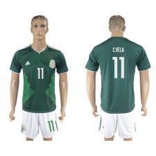 Mexico #11 C.Vela Green Home Soccer Country Jersey