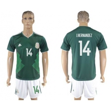 Mexico #14 J.Hernandez Green Home Soccer Country Jersey