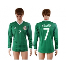Mexico #7 M.Layun Home Long Sleeves Soccer Country Jersey