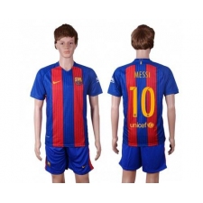 Barcelona #10 Messi Home With Blue Shorts Soccer Club Jersey