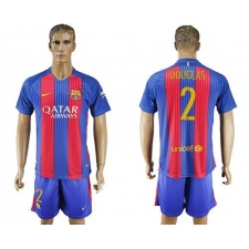 Barcelona #2 Douglas Home With Blue Shorts Soccer Club Jersey