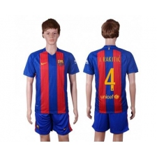 Barcelona #4 I.Rakitic Home With Blue Shorts Soccer Club Jersey