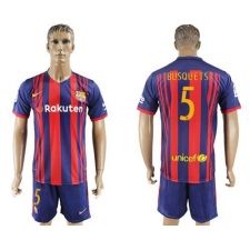Barcelona #5 Busquets Home Soccer Club Jersey