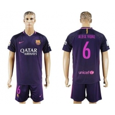 Barcelona #6 Aleix Vidal Away Soccer Club Jersey