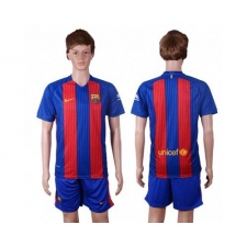 Barcelona Blank Home With Blue Shorts Soccer Club Jersey