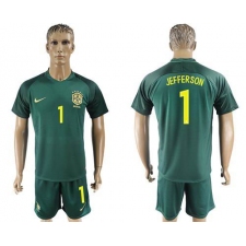 Brazil #1 Jefferson Away Soccer Country Jersey