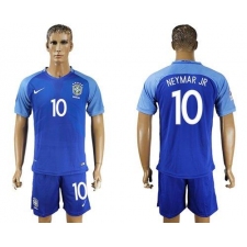 Brazil #10 Neymar Jr Blue Soccer Country Jersey