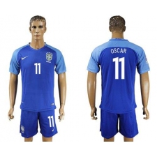 Brazil #11 Oscar Blue Soccer Country Jersey