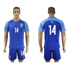 Brazil #14 GIL Blue Soccer Country Jersey