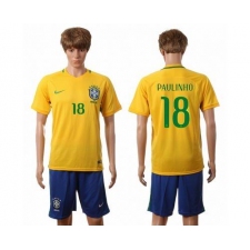 Brazil #18 Paulinho Home Soccer Country Jersey