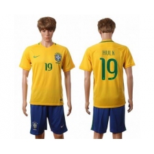 Brazil #19 Hulk Home Soccer Country Jersey
