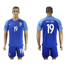 Brazil #19 Willian Blue Soccer Country Jersey