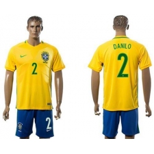Brazil #2 Dani Alves Home Soccer Country Jersey