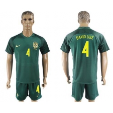 Brazil #4 David Luiz Away Soccer Country Jersey