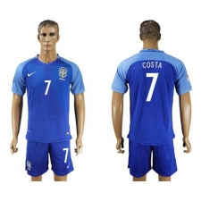 Brazil #7 Costa Blue Soccer Country Jersey