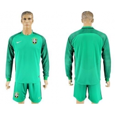 Brazil Blank Green Goalkeeper Long Sleeves Soccer Country Jersey