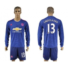 Manchester United #13 Lindegaard Away Long Sleeves Soccer Club Jersey