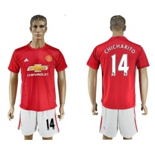 Manchester United #14 Chicharito Red Home Soccer Club Jersey