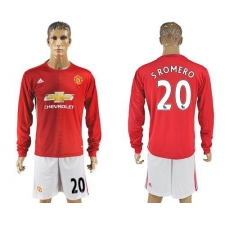 Manchester United #20 S.Romero Red Home Long Sleeves Soccer Club Jersey