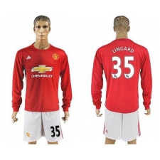 Manchester United #35 Lingard Red Home Long Sleeves Soccer Club Jersey