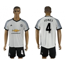 Manchester United #4 Jones White Soccer Club Jersey