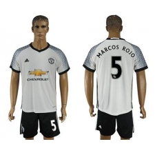 Manchester United #5 Marcos Rojo White Soccer Club Jersey