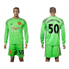 Manchester United #50 Johnstone Green Goalkeeper Long Sleeves Soccer Club Jersey
