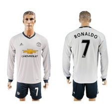Manchester United #7 Ronaldo Sec Away Long Sleeves Soccer Club Jersey