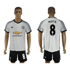 Manchester United #8 Mata White Soccer Club Jersey