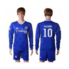 Chelsea #10 Hazard UEFA Champions Home Long Sleeves Soccer Club Jersey