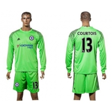 Chelsea #13 Courtois Green Goalkeeper Long Sleeves Soccer Club Jersey