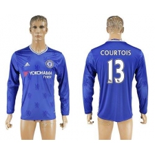 Chelsea #13 Courtois Home Long Sleeves Soccer Club Jersey