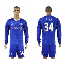 Chelsea #34 Aina Home Long Sleeves Soccer Club Jersey