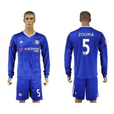 Chelsea #5 Zouma Home Long Sleeves Soccer Club Jersey