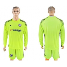 Chelsea Blank Shiny Green Goalkeeper Long Sleeves Soccer Club Jersey