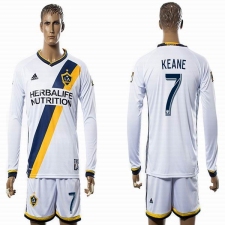 Los Angeles Galaxy #7 KEANE White Home Long Sleeves Soccer Club Jersey