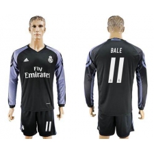 Real Madrid #11 Bale Sec Away Long Sleeves Soccer Club Jersey